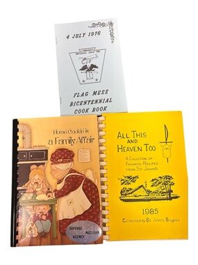 Vintage Church and Military Community Spiral Cookbook Bundle Lot of 3 books